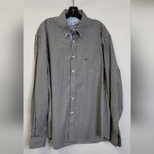 Paul and shark long sleeve button down black and white plaid  shirt